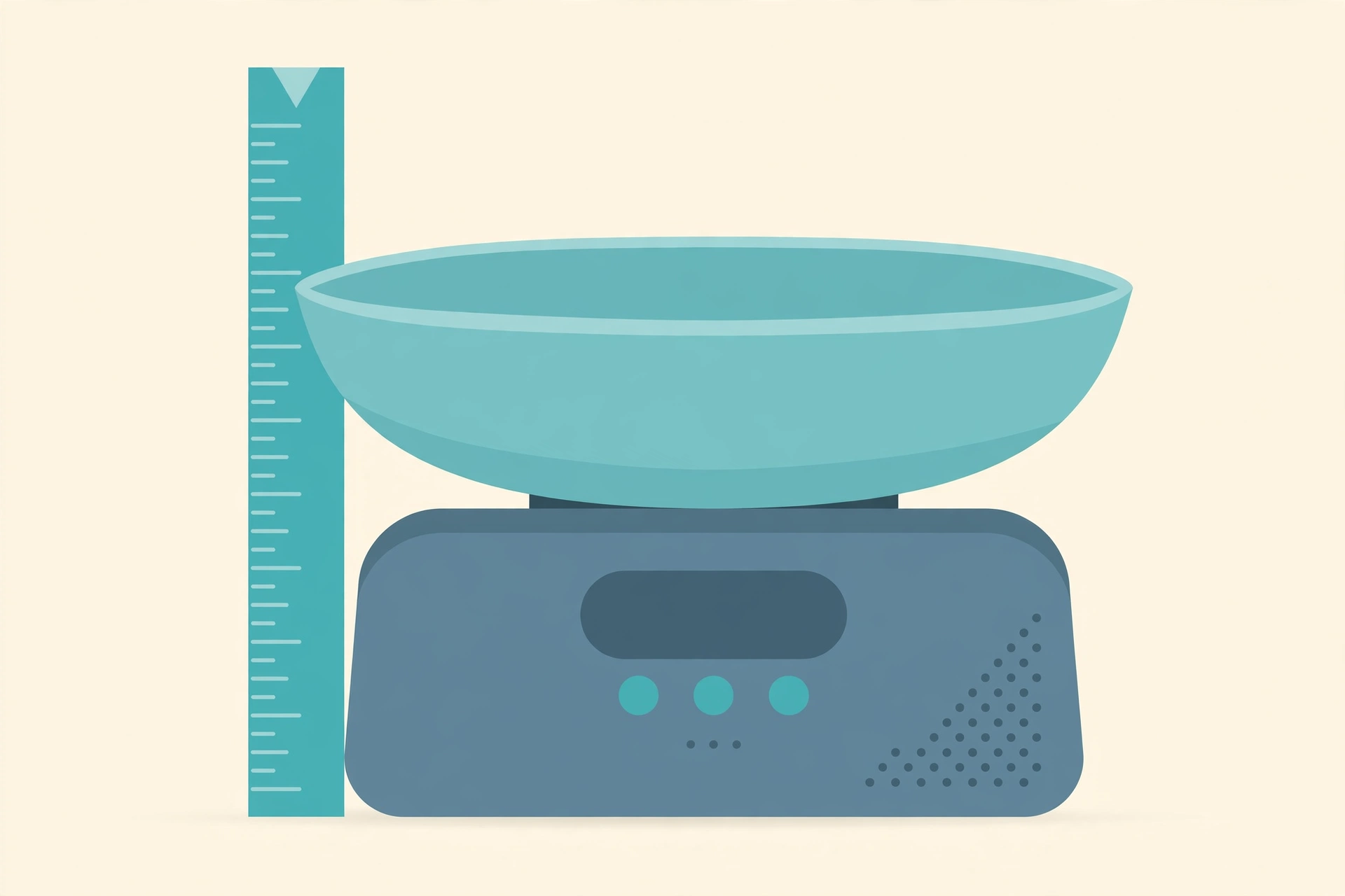 Illustration of the GROWNSY baby scale with detachable tray and height measure