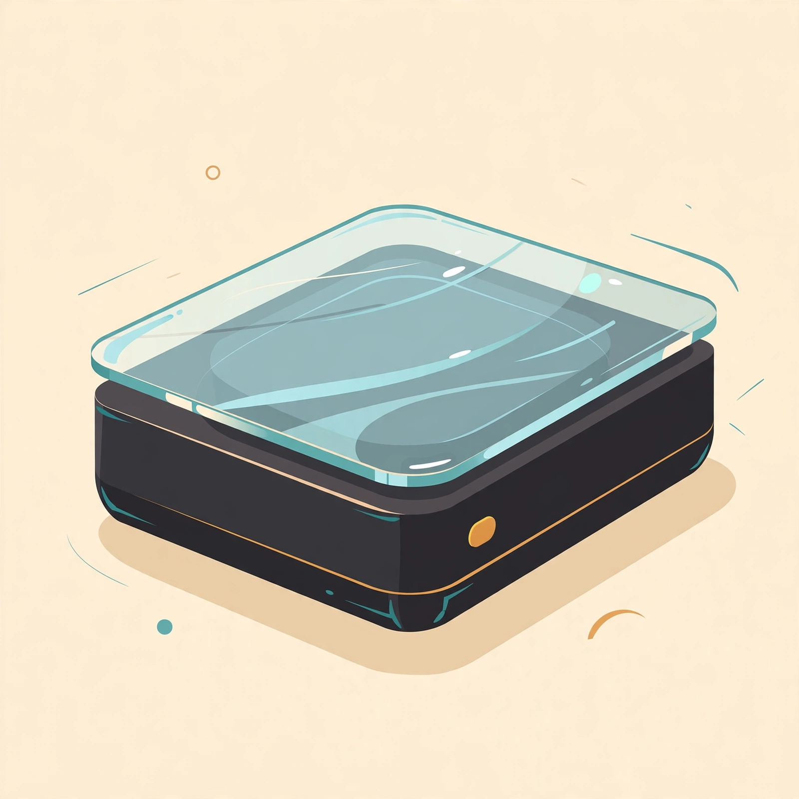Illustration of the Fellow Tally Pro coffee scale with glass top and OLED display