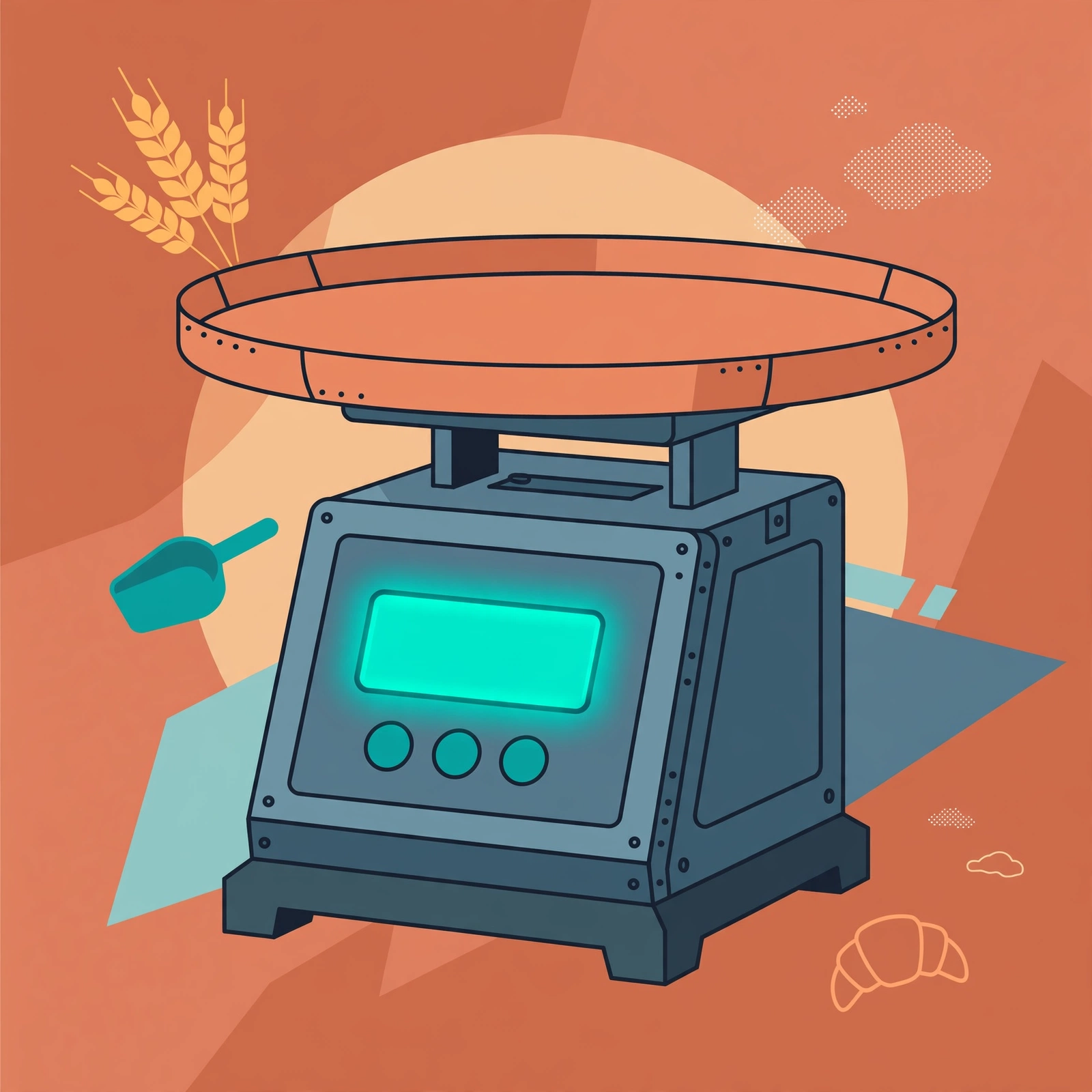 Illustration of the My Weigh KD-8000 baker's scale with percentage function