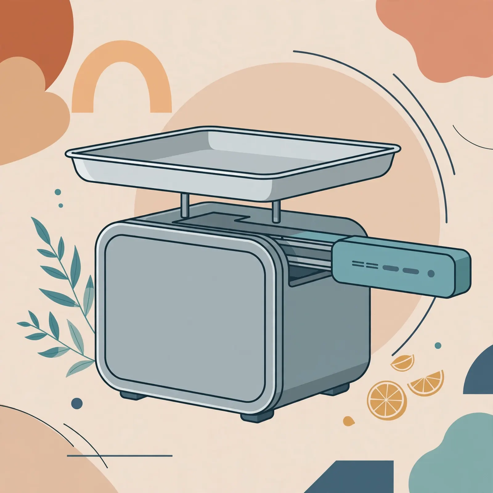 Illustration of the OXO Good Grips stainless steel kitchen scale with pull-out display
