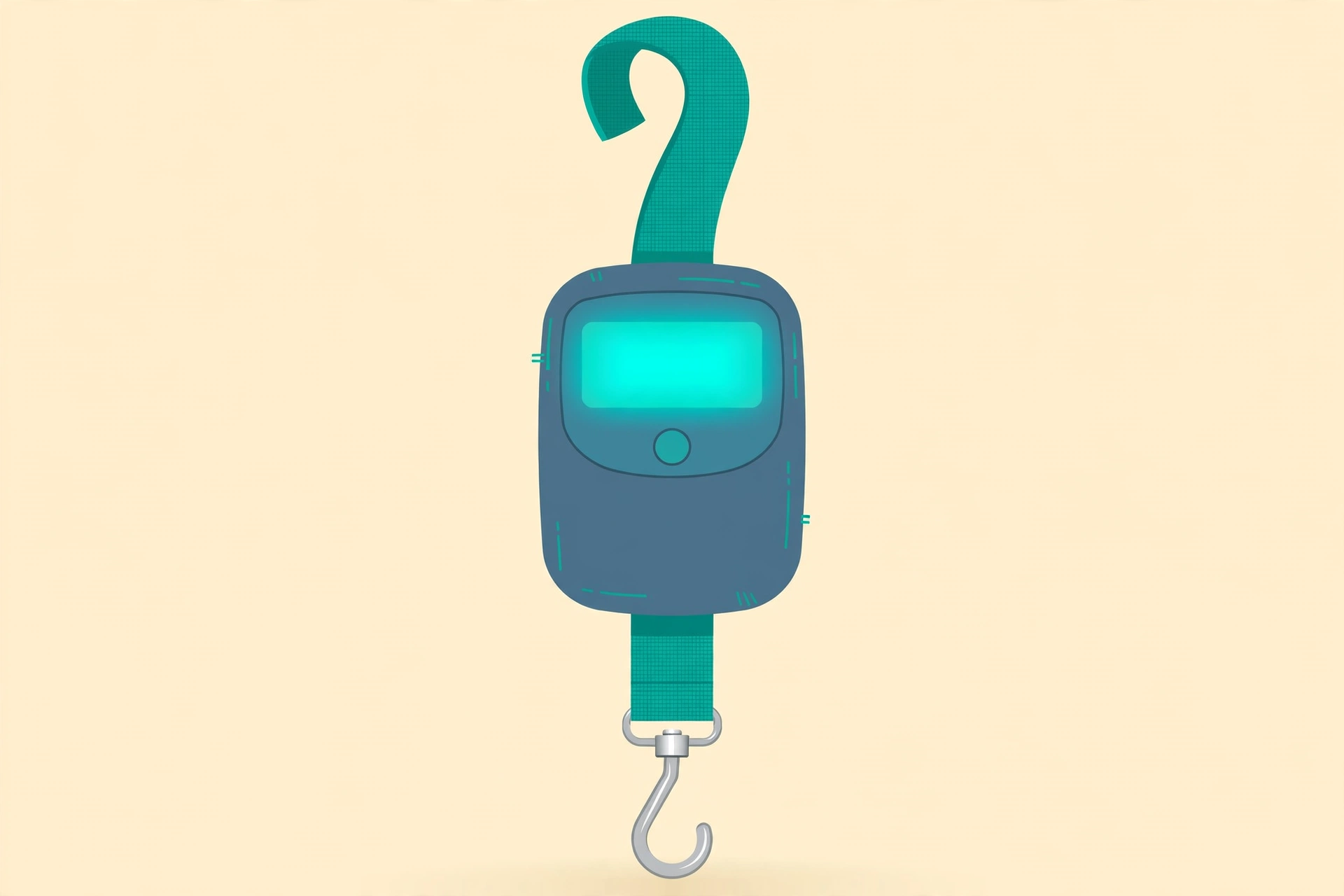 Illustration of the BAGAIL digital luggage scale with backlit display and strap