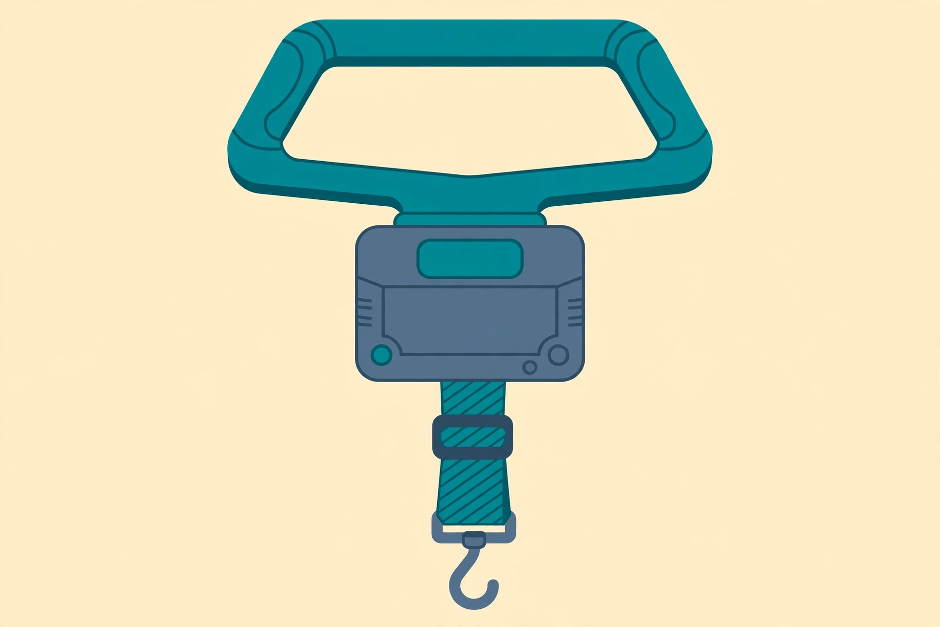 Illustration of the EatSmart Precision Voyager luggage scale with two-handed SmartGrip handle