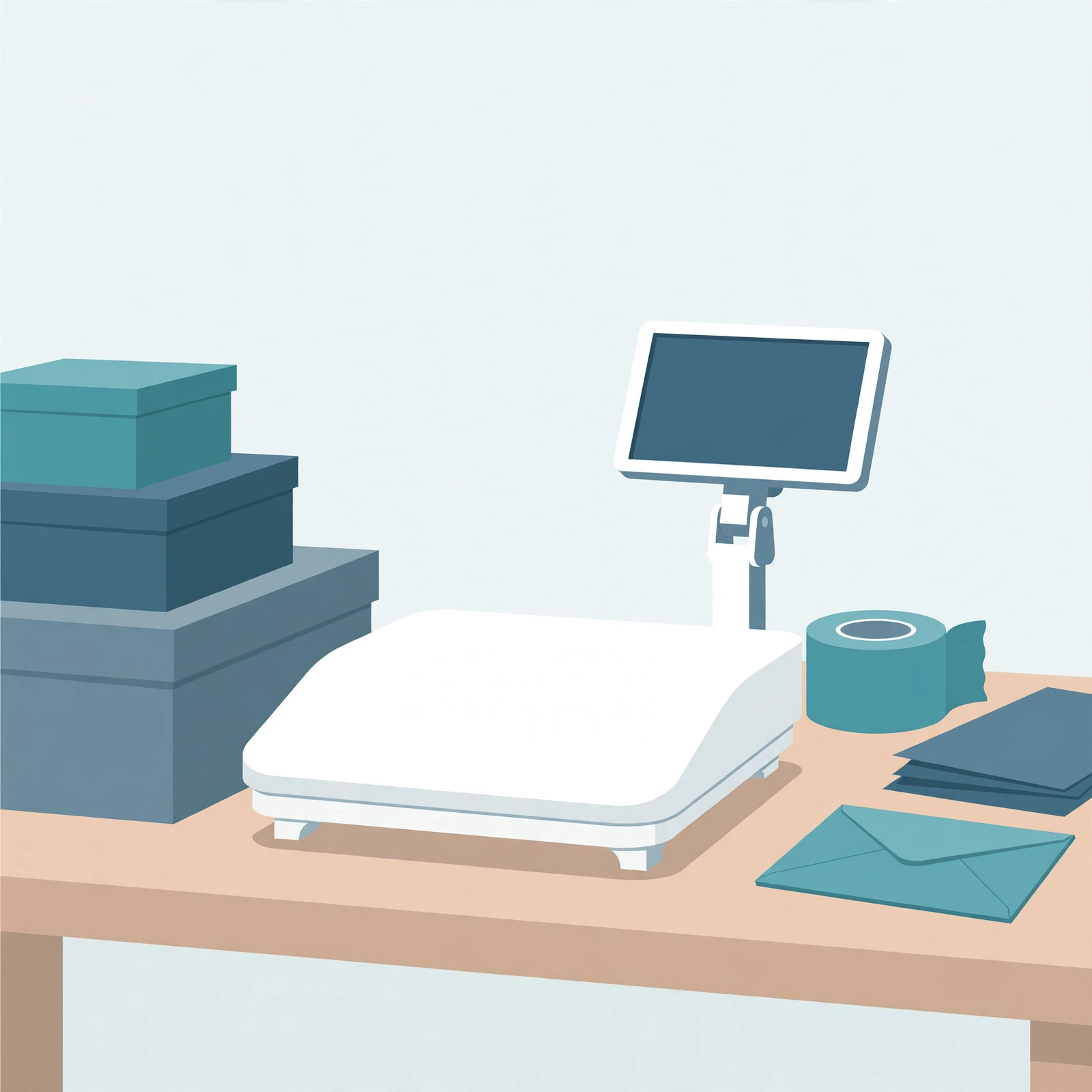 Illustration of the Rollo 110lb shipping scale with swivel display