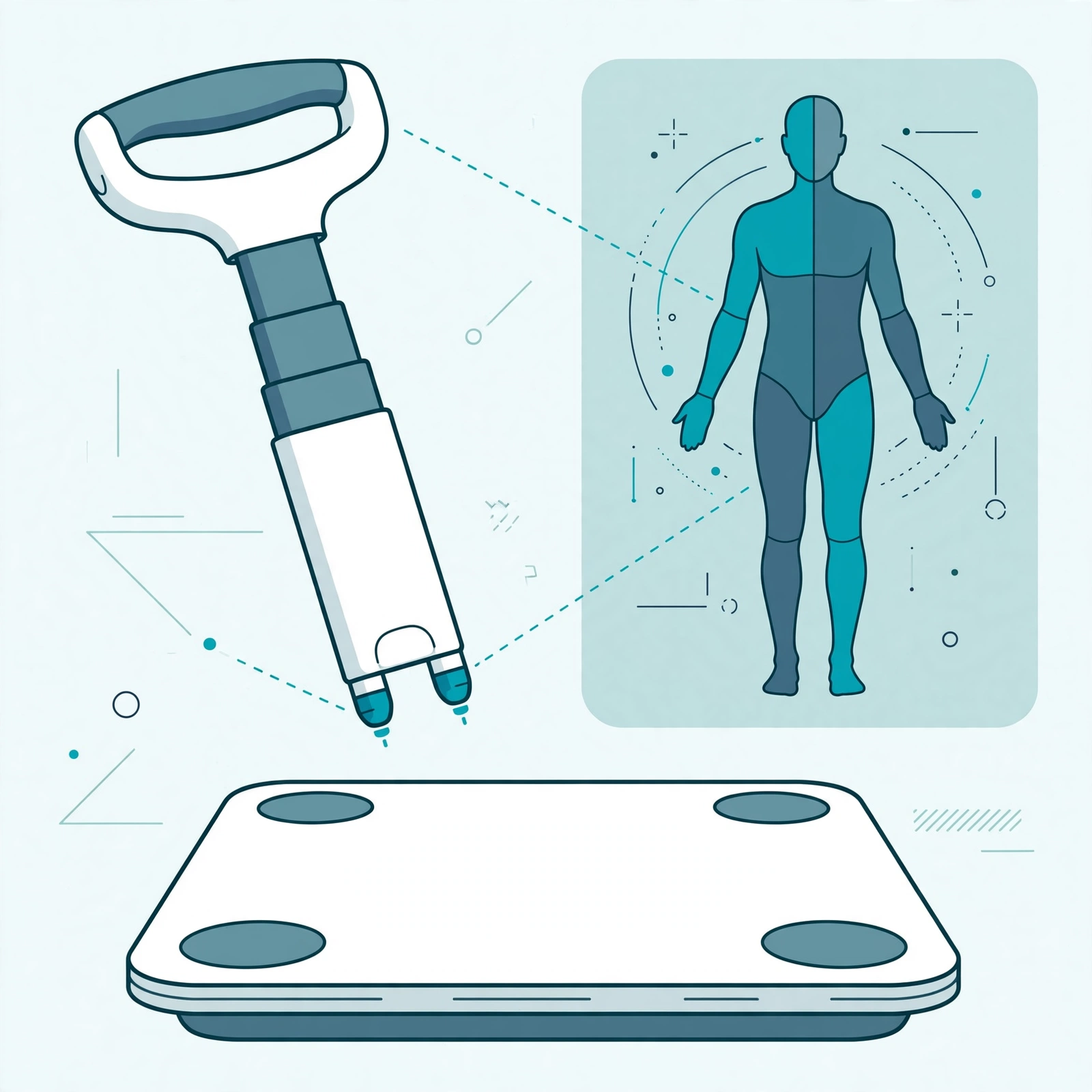 Illustration of the Withings Body Scan with handle for segmental analysis
