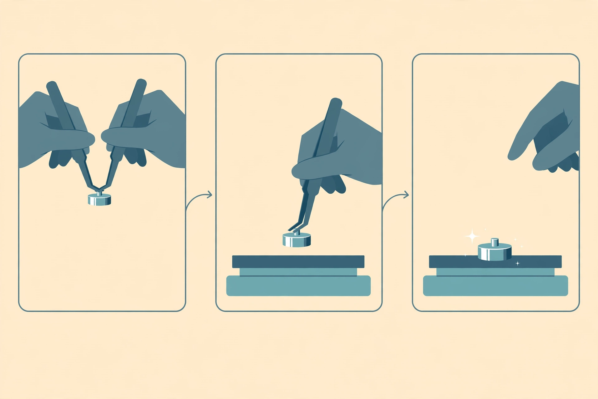 Illustration of calibrating a digital scale with a calibration weight